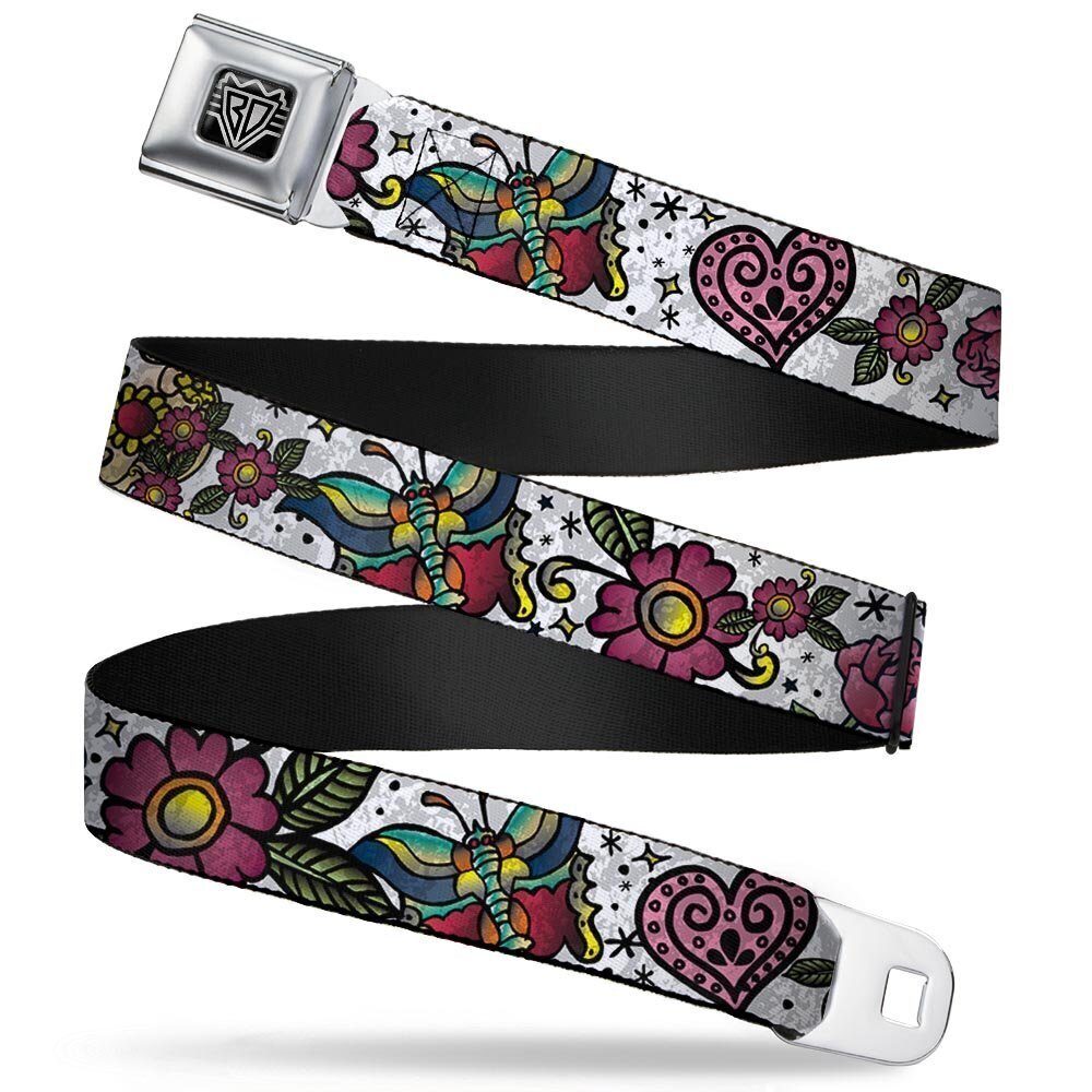 1384 Seatbelt Belt - Love Kills C/U White - 1.0" Wide - 20-36 Inches in